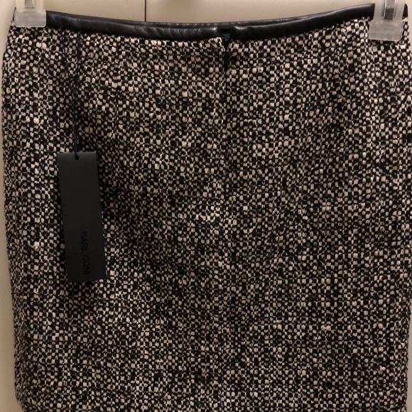 Karl Lagerfeld  Leather trimmed  tweed Mini Skirt - Picture 6 of 8